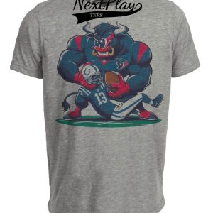 Houston Texans vs. Indianapolis Colts Retro Rivalry Football Toro Smash Artwork Heather Gray Sublimated T-Shirt