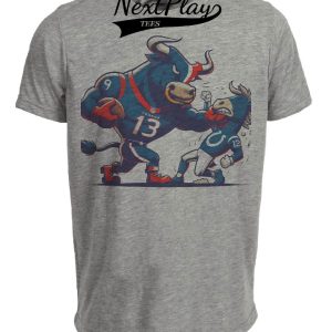 Houston Texans vs. Indianapolis Colts Retro Rivalry Football Toro Punch Artwork Heather Gray Sublimated T-Shirt
