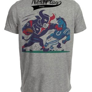 Houston Texans vs. Indianapolis Colts Retro Rivalry Football Toro Strike Artwork Heather Gray Sublimated T-Shirt