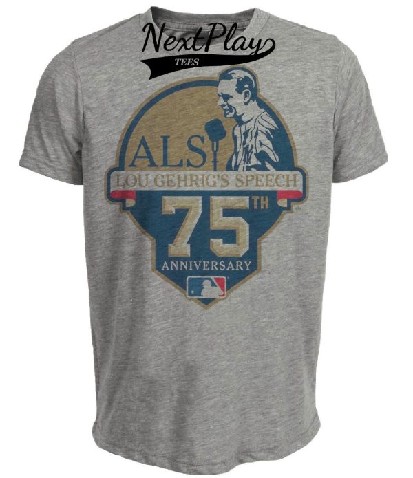 New York Yankees Retro Lou Gehrig ALS Day Baseball June 2nd 75th Anniversary Artwork Heather Gray Sublimated T-Shirt