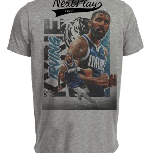 Dallas Mavericks Retro Kyrie Irving Basketball Artwork Heather Gray Sublimated T-Shirt