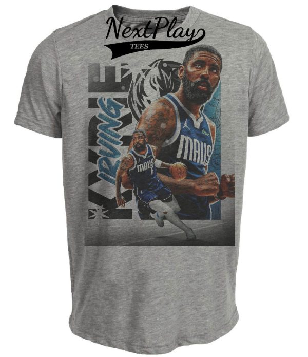 Dallas Mavericks Retro Kyrie Irving Basketball Artwork Heather Gray Sublimated T-Shirt