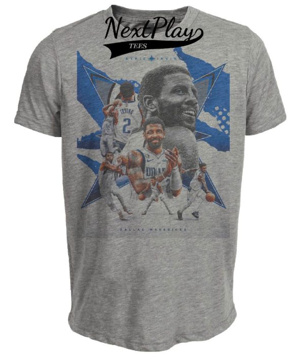 Dallas Mavericks Retro Kyrie Irving Basketball Artwork Heather Gray Sublimated T-Shirt