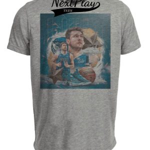 Dallas Mavericks Retro Luka Doncic Basketball Artwork Heather Gray Sublimated T-Shirt