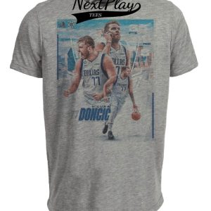 Dallas Mavericks Retro Luka Doncic Basketball Artwork Heather Gray Sublimated T-Shirt
