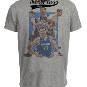 Dallas Mavericks Retro Luka Doncic Basketball Artwork Heather Gray Sublimated T-Shirt