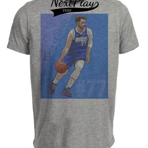 Dallas Mavericks Retro Luka Doncic Basketball Artwork Heather Gray Sublimated T-Shirt