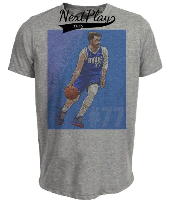 Dallas Mavericks Retro Luka Doncic Basketball Artwork Heather Gray Sublimated T-Shirt