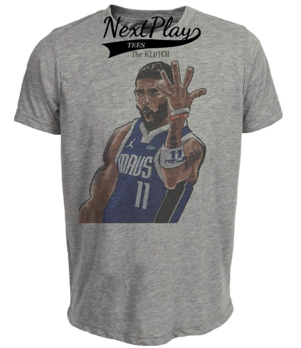 Dallas Mavericks Retro Kyrie Irving Basketball Artwork Heather Gray Sublimated T-Shirt