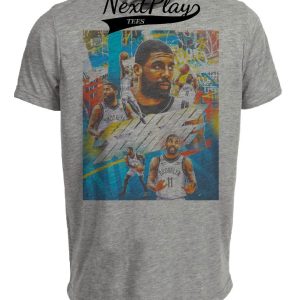 Brooklyn Nets Retro Kyrie Irving Basketball Artwork Heather Gray Sublimated T-Shirt