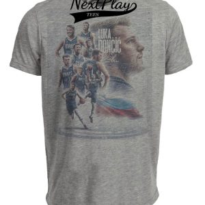 Dallas Mavericks Retro Luka Doncic Basketball Artwork Heather Gray Sublimated T-Shirt