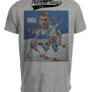 Dallas Mavericks Retro Luka Doncic Basketball Artwork Heather Gray Sublimated T-Shirt