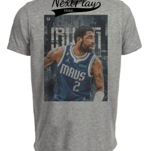 Dallas Mavericks Retro Kyrie Irving Basketball Artwork Heather Gray Sublimated T-Shirt