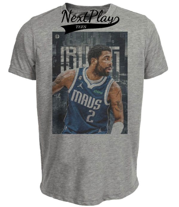 Dallas Mavericks Retro Kyrie Irving Basketball Artwork Heather Gray Sublimated T-Shirt