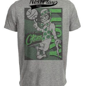 Boston Celtics Retro Lucky the Leprechaun Mascot Basketball 1986 Artwork Heather Gray Sublimated T-Shirt