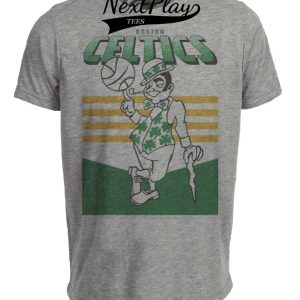 Boston Celtics Retro Lucky the Leprechaun Mascot Basketball 1984 Artwork Heather Gray Sublimated T-Shirt