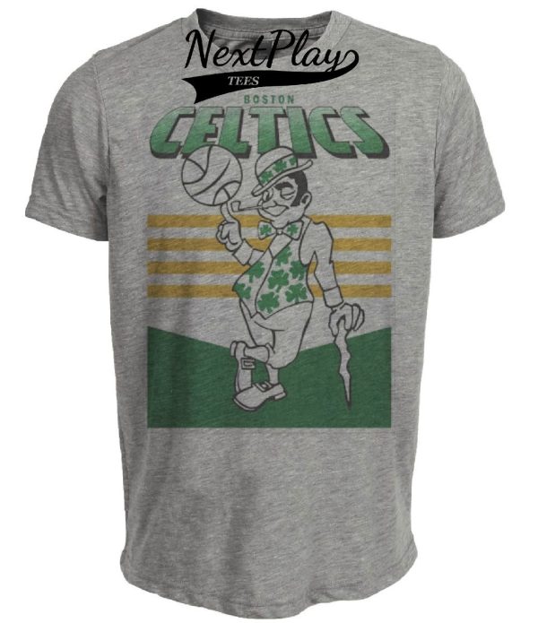 Boston Celtics Retro Lucky the Leprechaun Mascot Basketball 1984 Artwork Heather Gray Sublimated T-Shirt