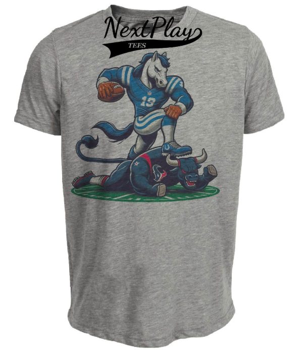 Indianapolis Colts vs. Houston Texans Retro Rivalry Football Artwork Heather Gray Sublimated T-Shirt