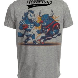 Indianapolis Colts vs. Houston Texans Retro Rivalry Mascot Football Artwork Heather Gray Sublimated T-Shirt