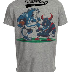 Indianapolis Colts vs. Houston Texans Retro Rivalry Blue Mascot Football Artwork Heather Gray Sublimated T-Shirt