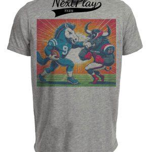 Indianapolis Colts vs. Houston Texans Retro Rivalry Blue Punch Football Artwork Heather Gray Sublimated T-Shirt