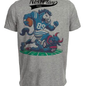 Indianapolis Colts vs. Houston Texans Retro Rivalry Blue Stomping Football Artwork Heather Gray Sublimated T-Shirt