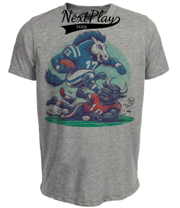 Indianapolis Colts vs. Houston Texans Retro Rivalry Dominant Football Artwork Heather Gray Sublimated T-Shirt