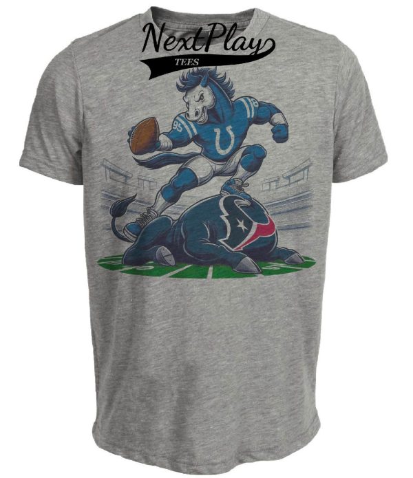 Indianapolis Colts vs. Houston Texans Retro Rivalry Football Spike Artwork Heather Gray Sublimated T-Shirt