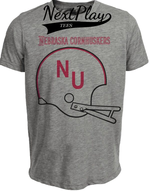 Nebraska Cornhuskers Retro Football Helmet 1967 Artwork Heather Gray Sublimated T-Shirt