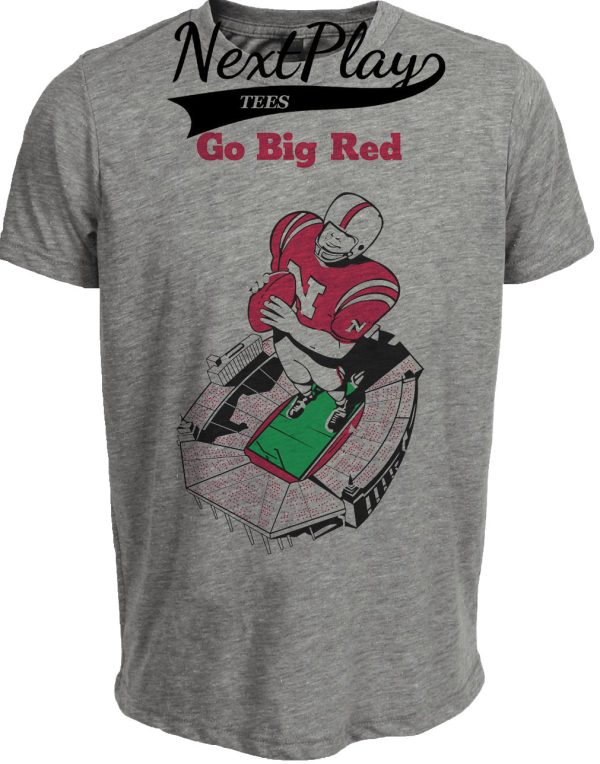 Nebraska Cornhuskers Retro Football 1976 Artwork Heather Gray Sublimated T-Shirt