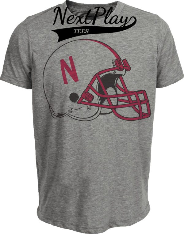 Nebraska Cornhuskers Retro Football Helmet 1982 Artwork Heather Gray Sublimated T-Shirt