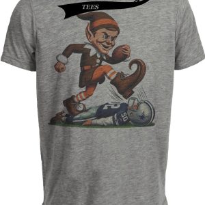 Cleveland Browns vs. Dallas Cowboys Retro Rivalry Football Mascot Artwork Heather Gray Sublimated T-Shirt