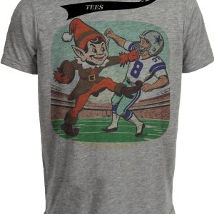 Cleveland Browns vs. Dallas Cowboys Retro Rivalry Football Elfie Artwork Heather Gray Sublimated T-Shirt