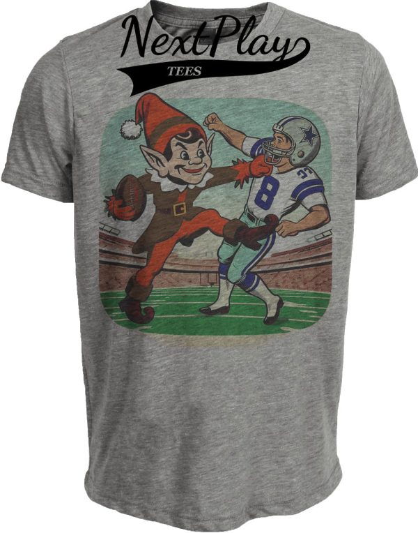 Cleveland Browns vs. Dallas Cowboys Retro Rivalry Football Elfie Artwork Heather Gray Sublimated T-Shirt
