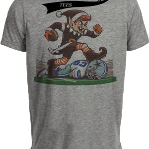 Cleveland Browns vs. Dallas Cowboys Retro Rivalry Football Elfie Stomp Artwork Heather Gray Sublimated T-Shirt