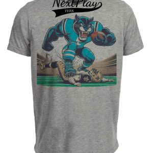 Carolina Panthers vs. New Orleans Saints Retro Rivalry Football Mascot Artwork Heather Gray Sublimated T-Shirt