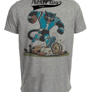 Carolina Panthers vs. New Orleans Saints Retro Rivalry Football Artwork Heather Gray Sublimated T-Shirt