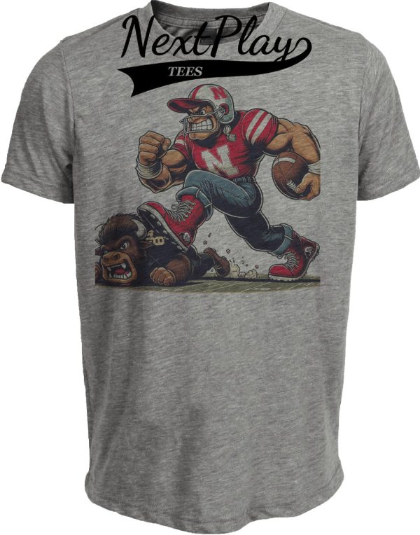 Nebraska Cornhuskers vs. Colorado Retro Rivalry Football 1987 Artwork Heather Gray Sublimated T-Shirt
