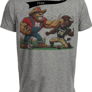 Nebraska Cornhuskers vs. Colorado Retro Rivalry Football 1986 Artwork Heather Gray Sublimated T-Shirt