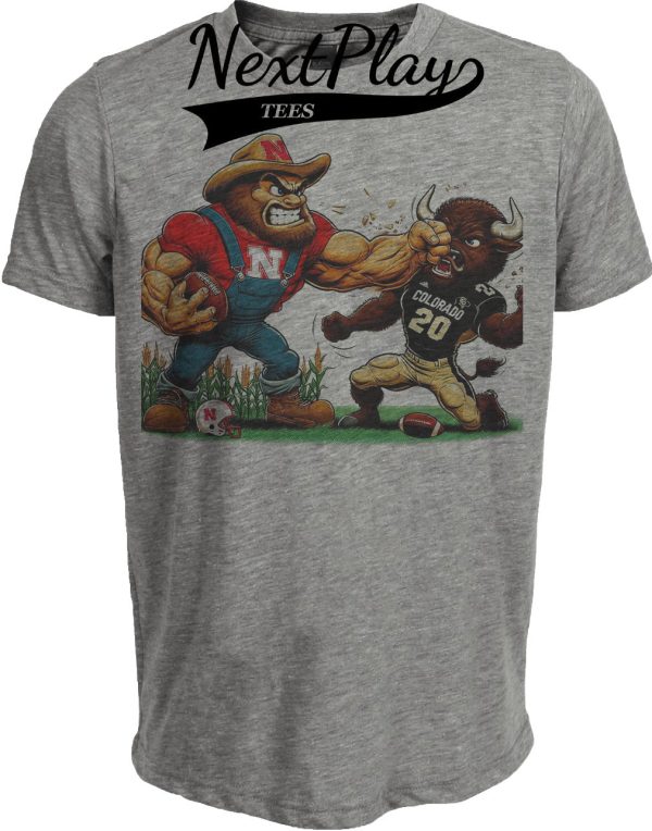 Nebraska Cornhuskers vs. Colorado Retro Rivalry Football 1986 Artwork Heather Gray Sublimated T-Shirt