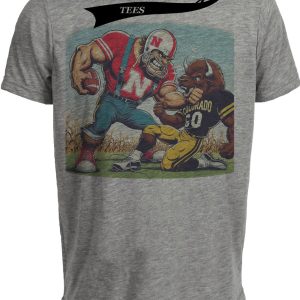 Nebraska Cornhuskers vs. Colorado Retro Rivalry Football 1984 Artwork Heather Gray Sublimated T-Shirt