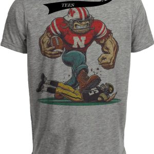Nebraska Cornhuskers vs. Iowa Hawkeyes Retro Rivalry Football 1988 Artwork Heather Gray Sublimated T-Shirt