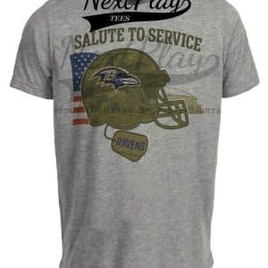 Baltimore Ravens Exclusive Retro Football Service Salute Artwork Heather Gray Sublimated T-Shirt