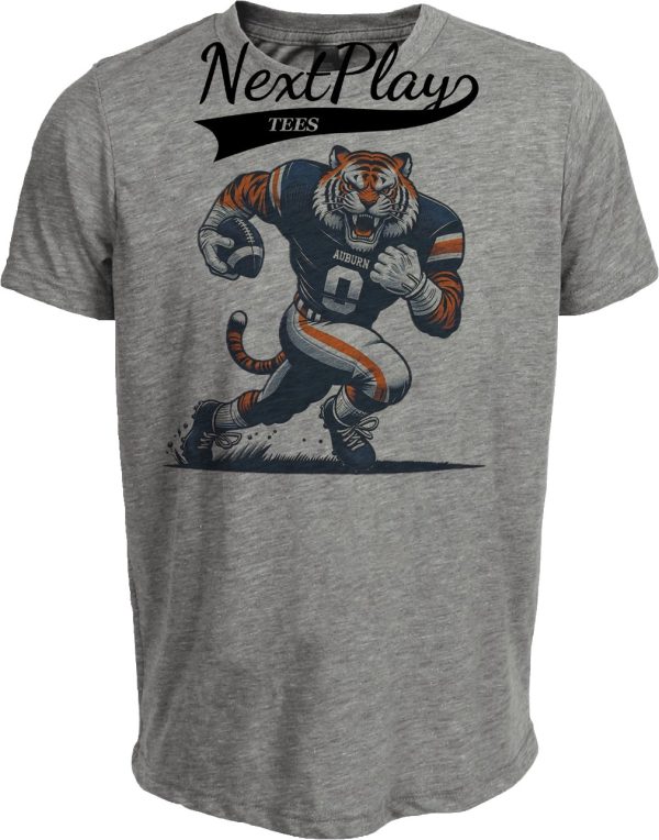Auburn Tigers Exclusive Retro Football Mascot Mania Artwork Heather Gray Sublimated T-Shirt
