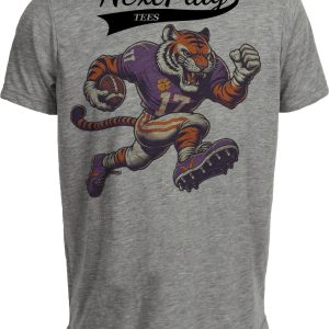 Clemson Tigers Exclusive Retro Football Death Valley Artwork Heather Gray Sublimated T-Shirt
