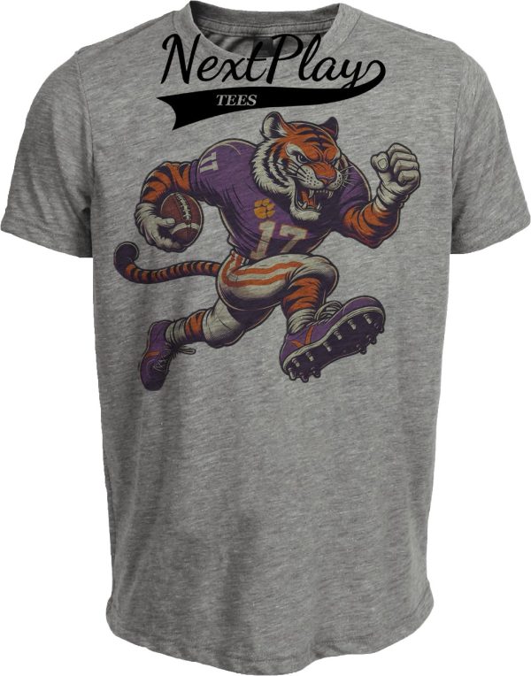 Clemson Tigers Exclusive Retro Football Death Valley Artwork Heather Gray Sublimated T-Shirt