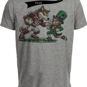 Texas A&M Aggies vs. Notre Dame Fighting Irish Retro Rivalry Football 2006 Artwork Heather Gray Sublimated T-Shirt