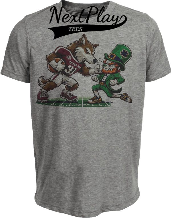 Texas A&M Aggies vs. Notre Dame Fighting Irish Retro Rivalry Football 2006 Artwork Heather Gray Sublimated T-Shirt