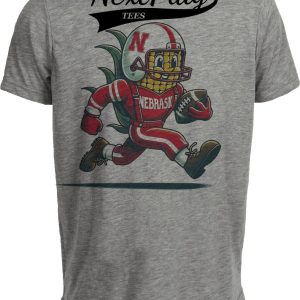 Nebraska Cornhuskers Exclusive Retro Football Mascot Artwork Heather Gray Sublimated T-Shirt