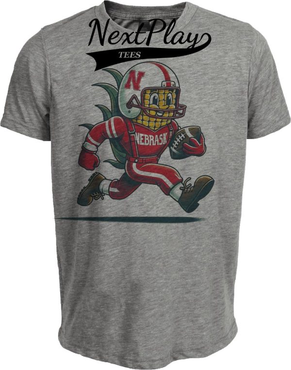 Nebraska Cornhuskers Exclusive Retro Football Mascot Artwork Heather Gray Sublimated T-Shirt